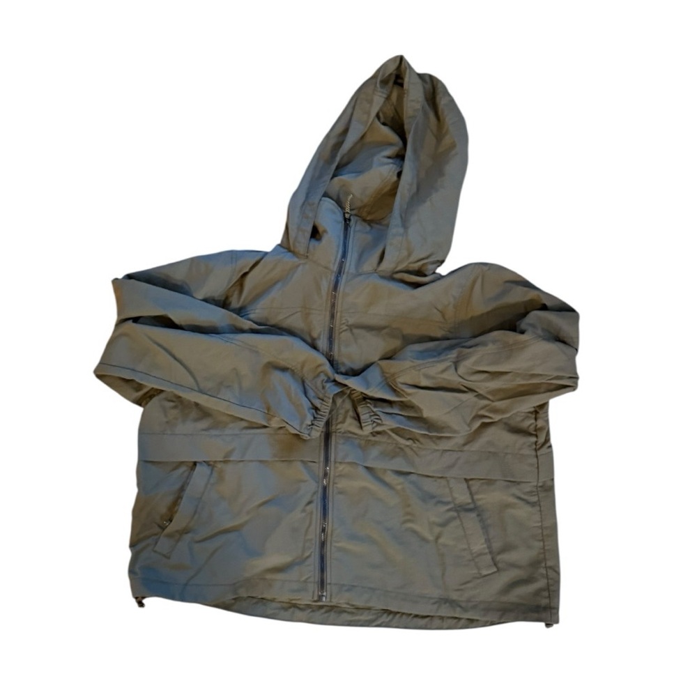 Eddie Bauer women’s Olive Green Windbreaker Jacket sz XL crop high neck full zip - Picture 10 of 10